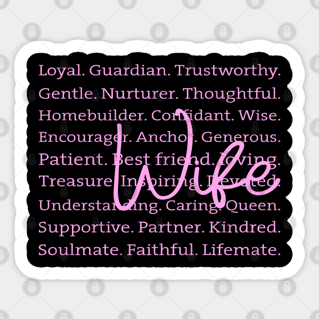 Wife: Defined by Strength and Love Sticker by UrbanLifeApparel